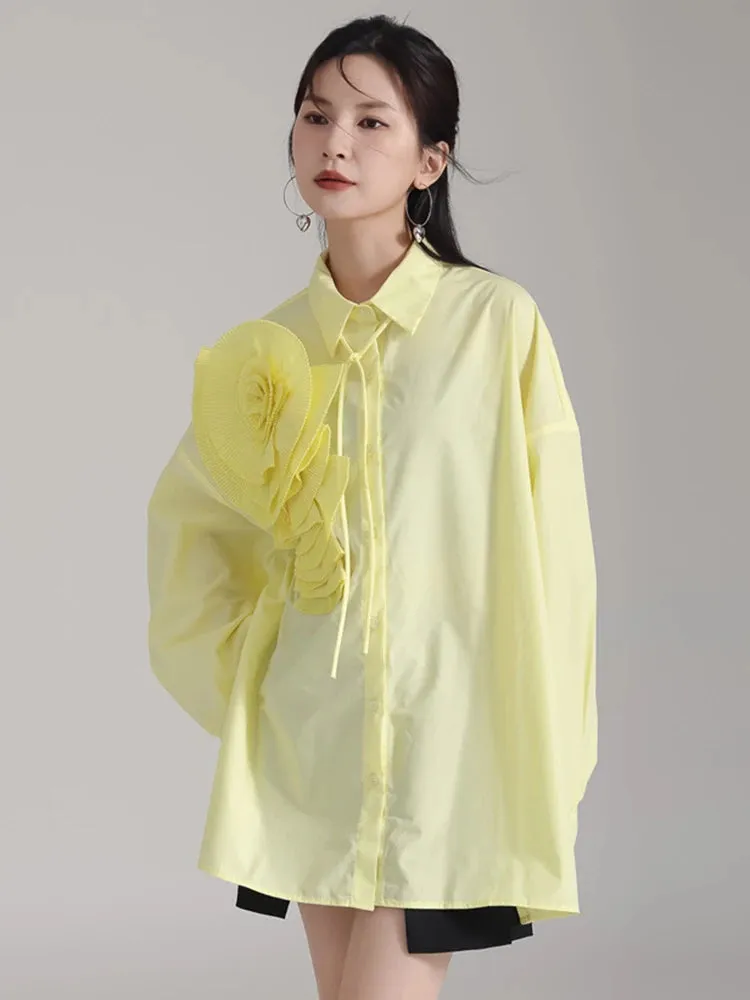 Sheltey Ruffle Flower Blouse - Yellow