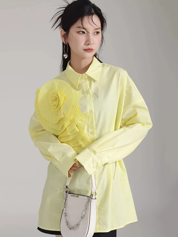 Sheltey Ruffle Flower Blouse - Yellow