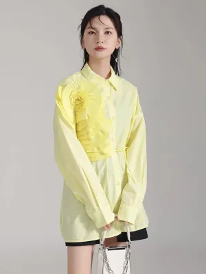 Sheltey Ruffle Flower Blouse - Yellow