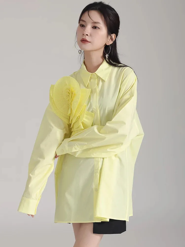 Sheltey Ruffle Flower Blouse - Yellow