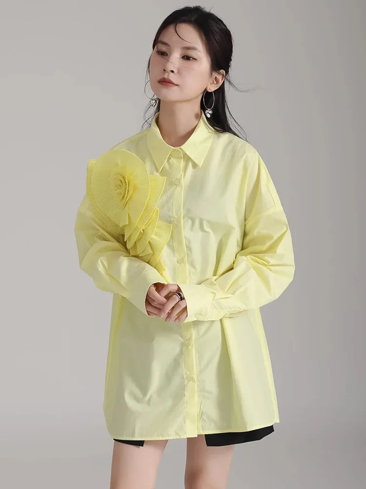 Sheltey Ruffle Flower Blouse - Yellow