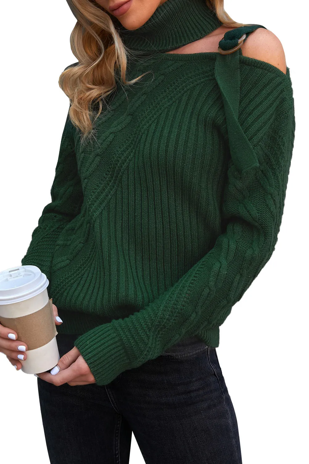 Strapped Turtleneck Sweater