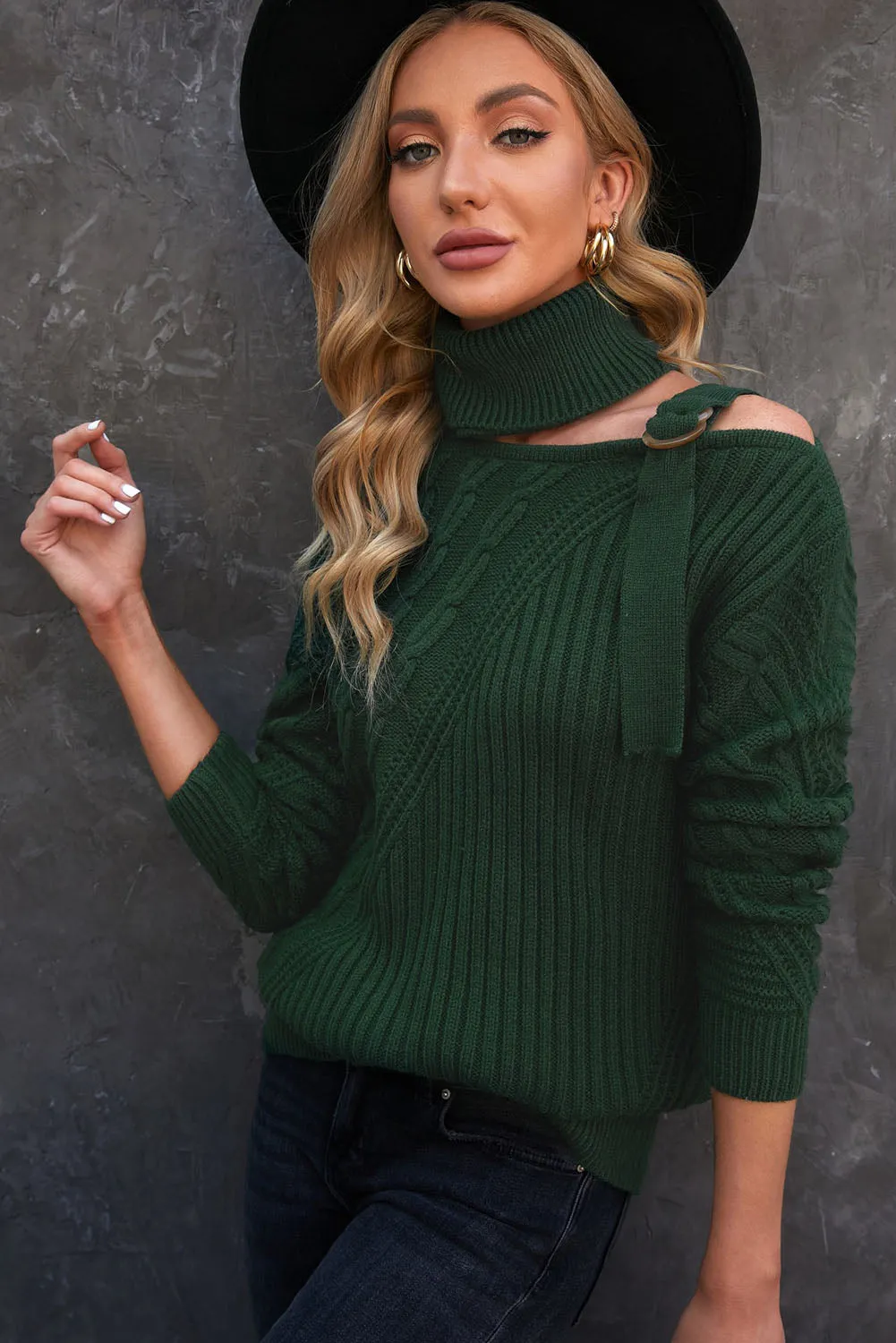 Strapped Turtleneck Sweater