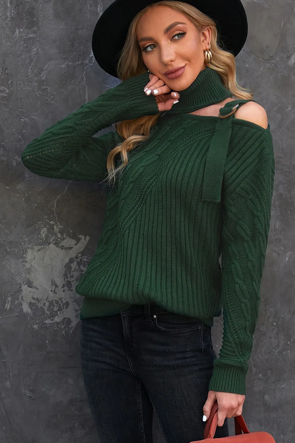 Strapped Turtleneck Sweater