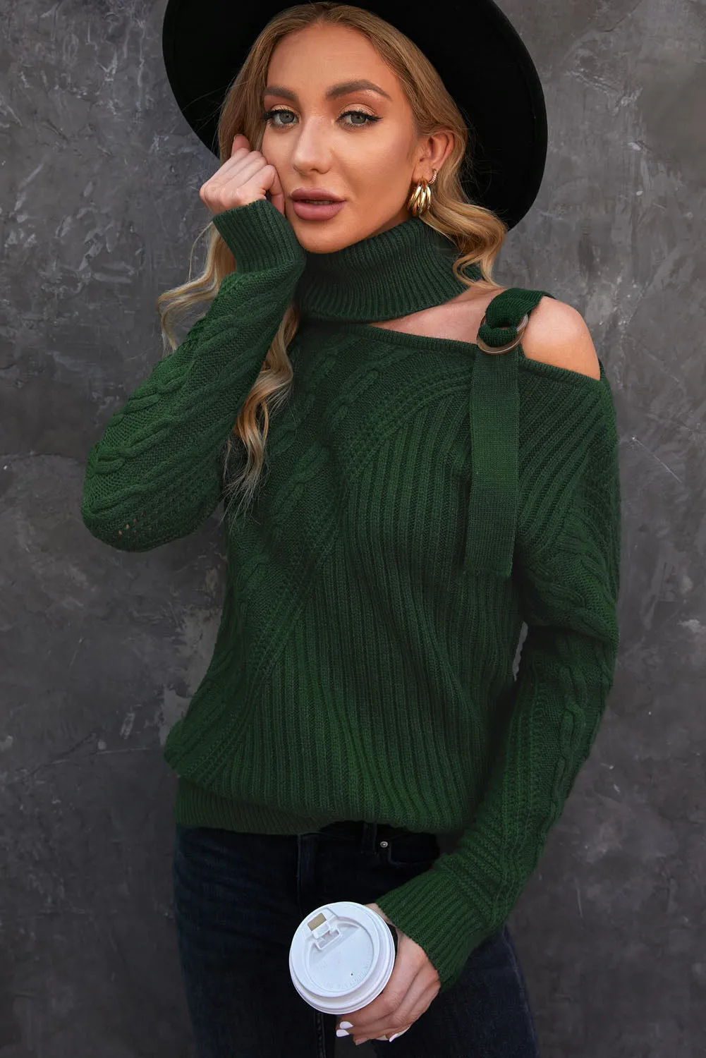 Strapped Turtleneck Sweater