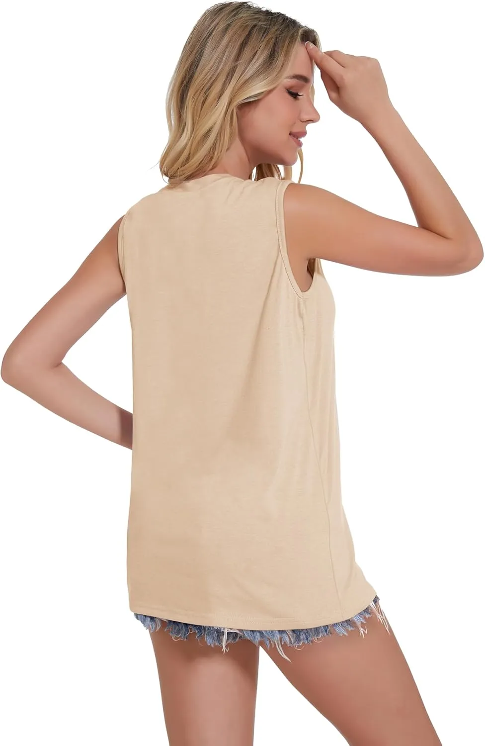 Tank Top for Women Sleeveless Summer Crewneck Casual Loose Tunic Tops Shirts