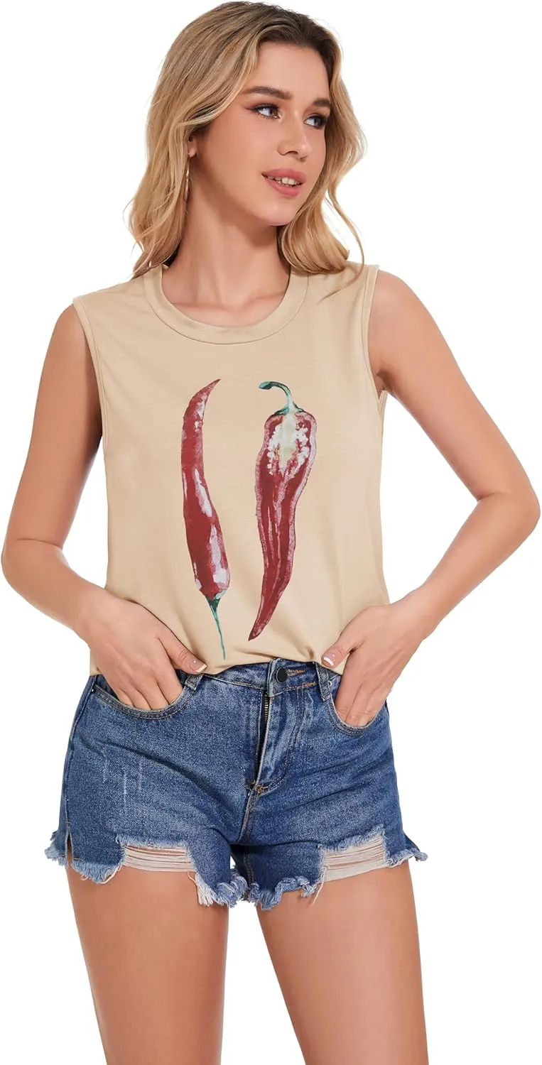 Tank Top for Women Sleeveless Summer Crewneck Casual Loose Tunic Tops Shirts