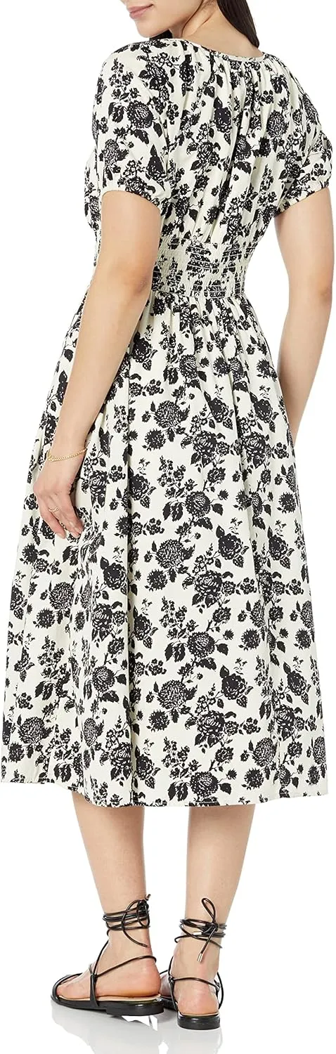 The Drop Women's Daksha Cotton Smocked Zipper Detail Dress