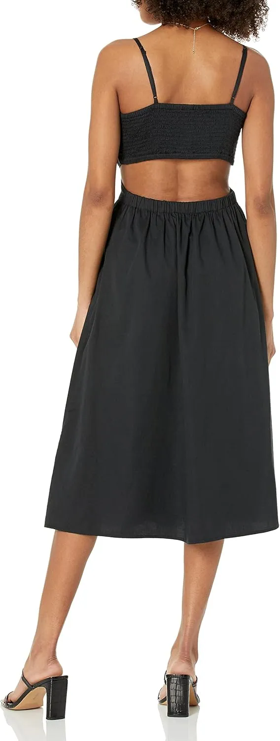 The Drop Women's Makenna Strappy Cross-Front Smocked-Back Midi Dress