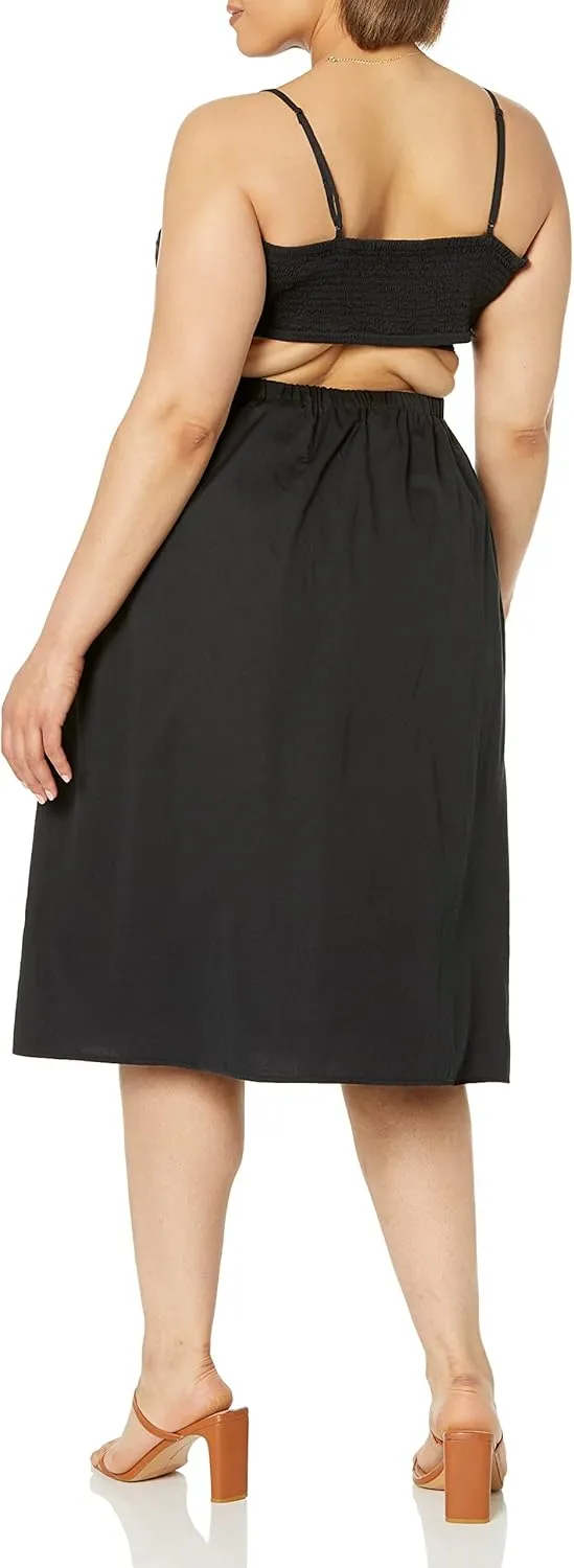 The Drop Women's Makenna Strappy Cross-Front Smocked-Back Midi Dress