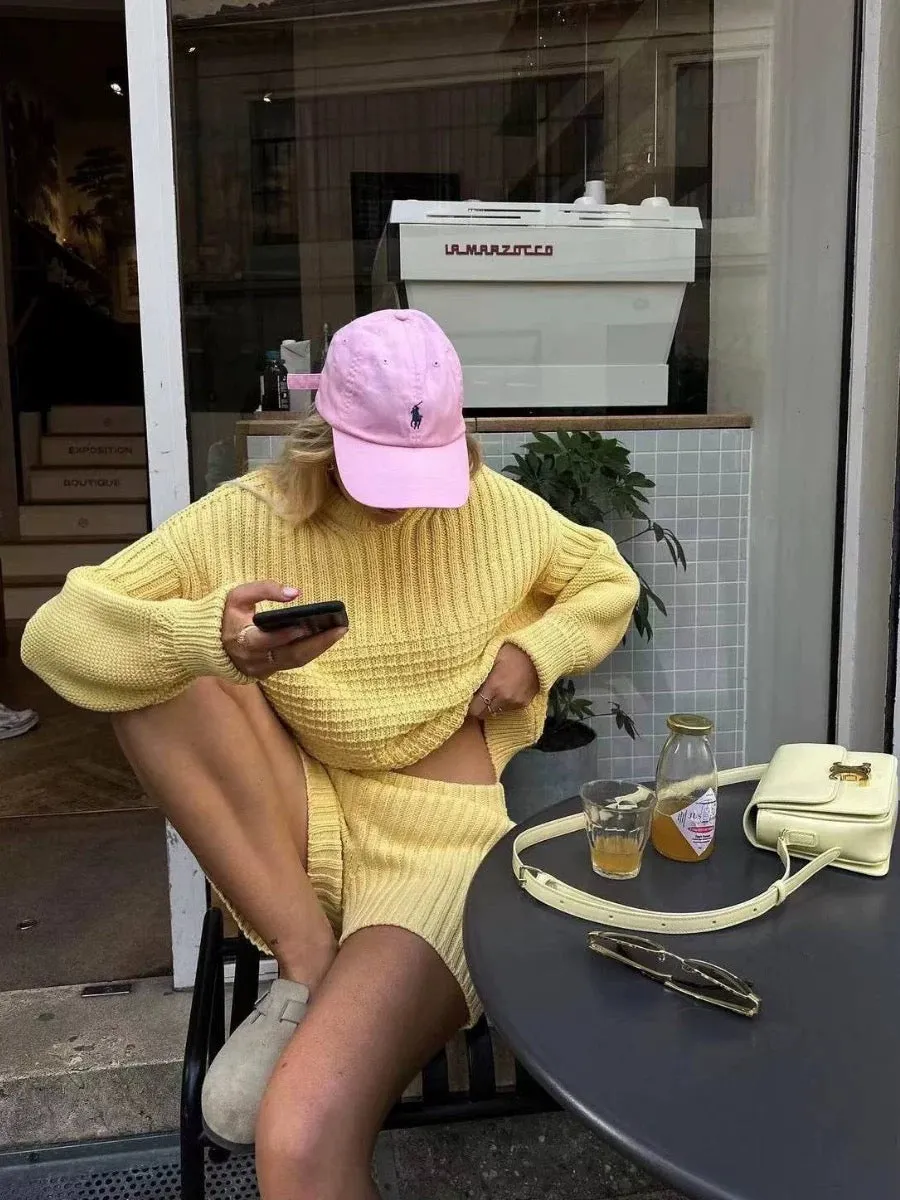 Trista Knitted Sweater & Shorts Set