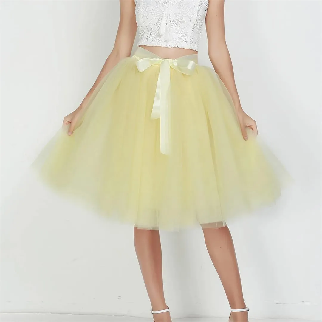 Women Tulle Skirts Knee Length Long Adult Layered Short Prom Party Midi Skirt