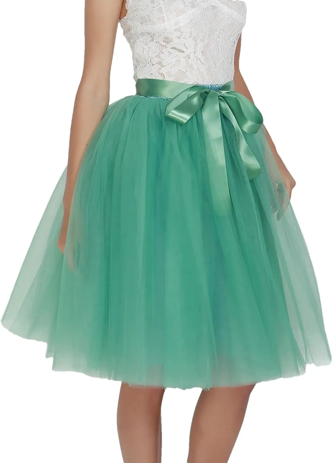 Women Tulle Skirts Knee Length Long Adult Layered Short Prom Party Midi Skirt
