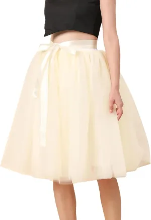 Women Tulle Skirts Knee Length Long Adult Layered Short Prom Party Midi Skirt
