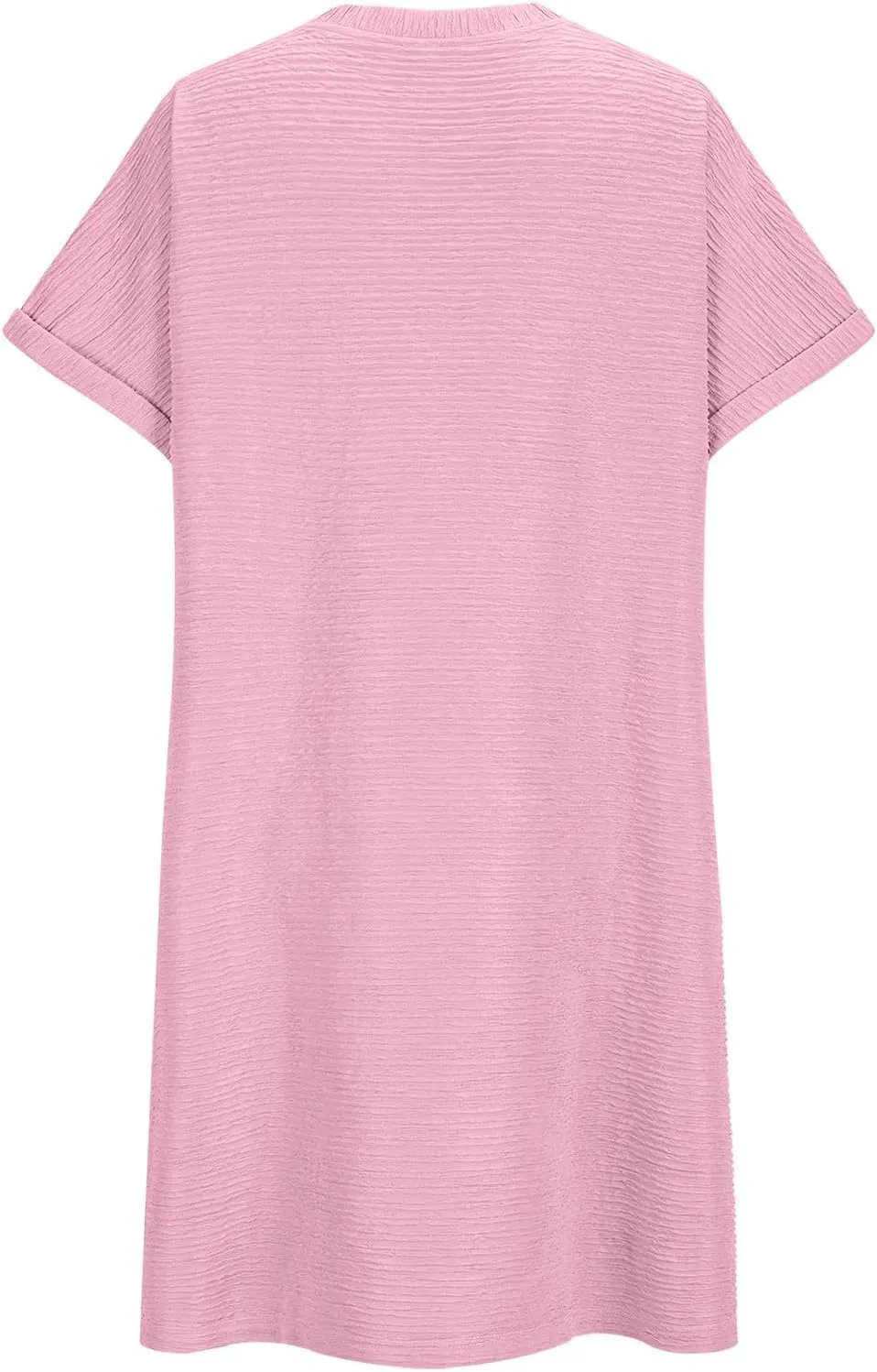 Women's Casual Dresses Loose Short Sleeve Crewneck Sundress Fashion Solid Color Vacation Beach Dress with Pocket