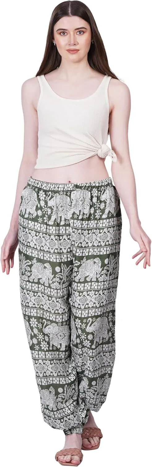 Women's Harem Pants | Flowy Hippie Clothes | Comfy Bohemian Elasticated Yoga Pants with 2 Side Pockets for Women