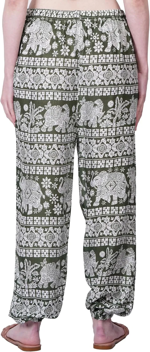 Women's Harem Pants | Flowy Hippie Clothes | Comfy Bohemian Elasticated Yoga Pants with 2 Side Pockets for Women
