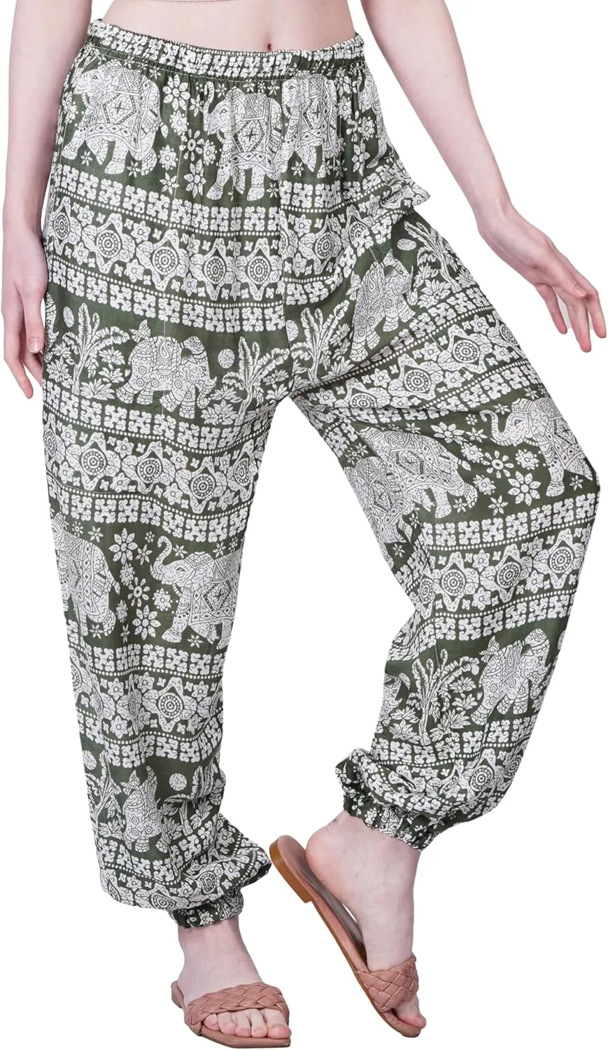 Women's Harem Pants | Flowy Hippie Clothes | Comfy Bohemian Elasticated Yoga Pants with 2 Side Pockets for Women