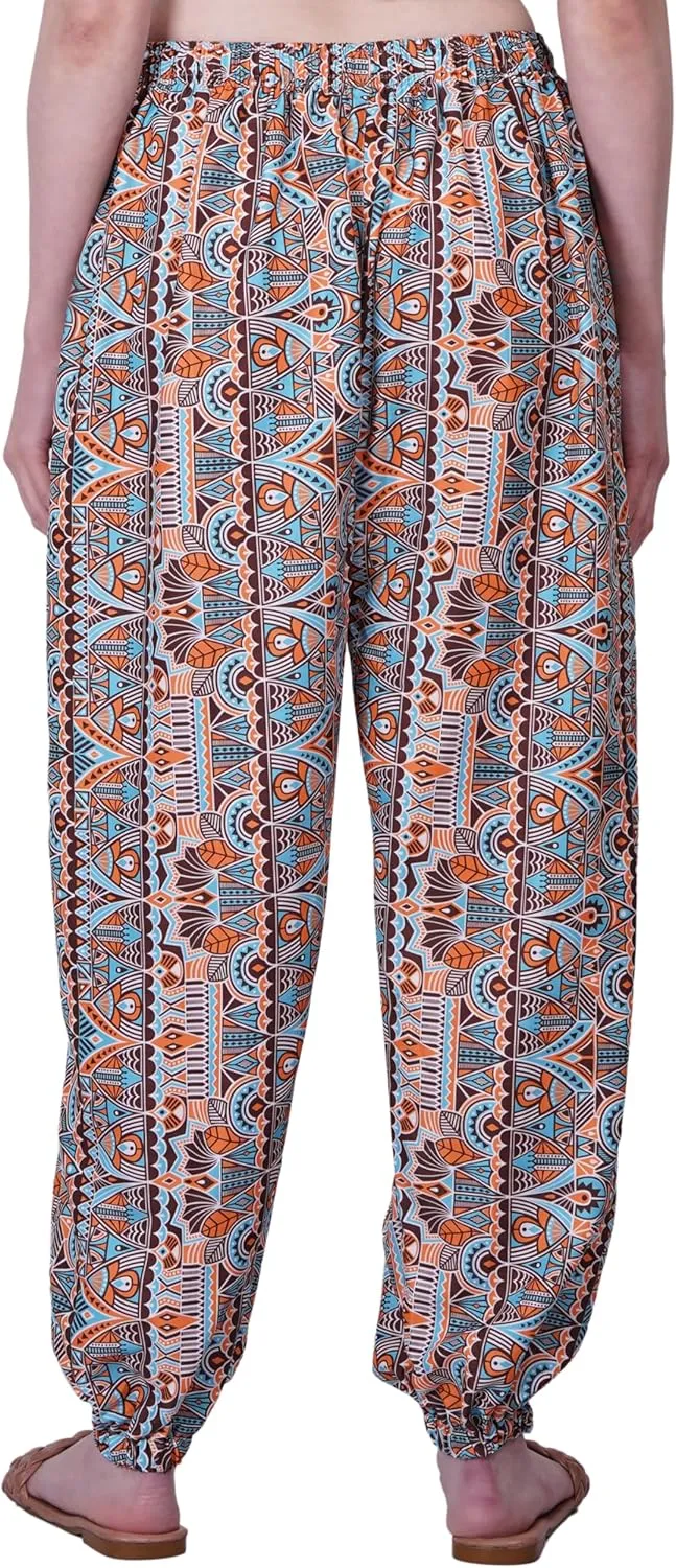 Women's Harem Pants | Flowy Hippie Clothes | Comfy Bohemian Elasticated Yoga Pants with 2 Side Pockets for Women