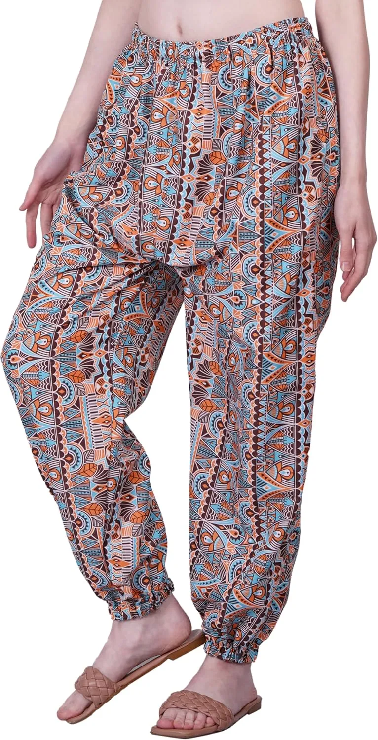 Women's Harem Pants | Flowy Hippie Clothes | Comfy Bohemian Elasticated Yoga Pants with 2 Side Pockets for Women