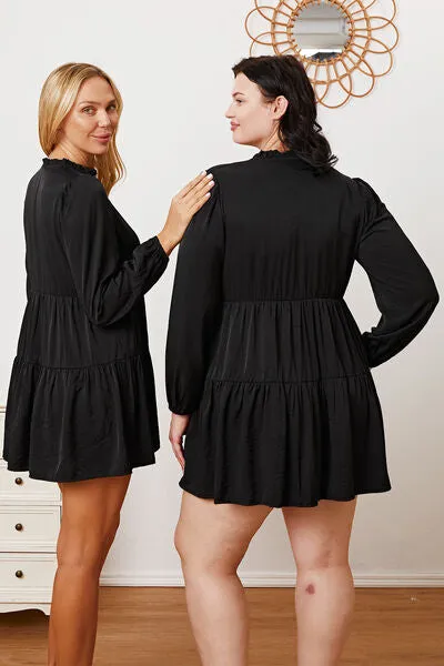 Women's Ruffled Button Up Long Sleeve Tiered Shirt