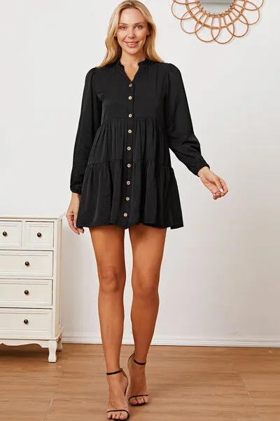 Women's Ruffled Button Up Long Sleeve Tiered Shirt