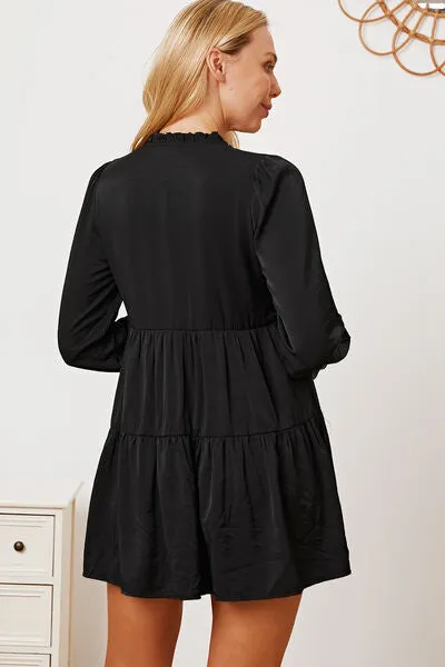 Women's Ruffled Button Up Long Sleeve Tiered Shirt