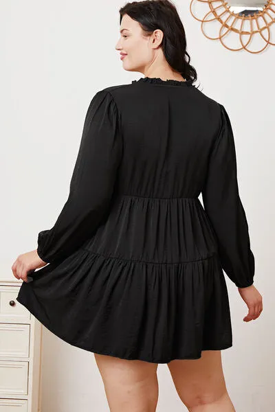 Women's Ruffled Button Up Long Sleeve Tiered Shirt