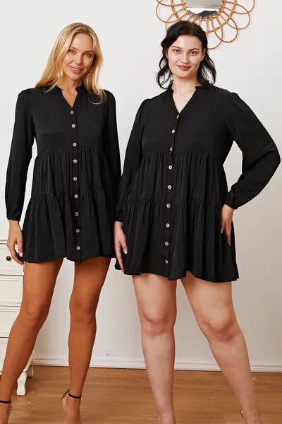 Women's Ruffled Button Up Long Sleeve Tiered Shirt