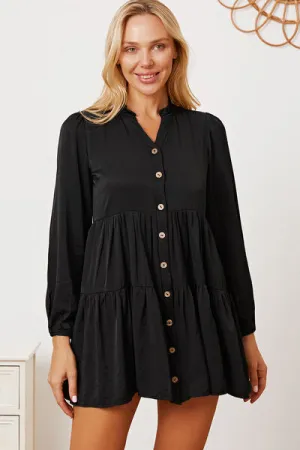 Women's Ruffled Button Up Long Sleeve Tiered Shirt